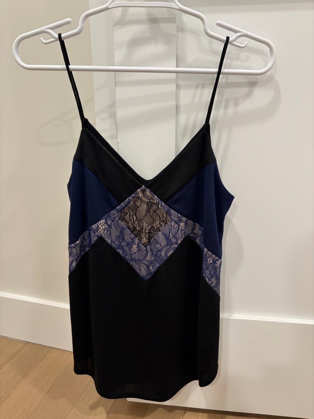 Express Black & Navy Lace-Accent Slip Tank